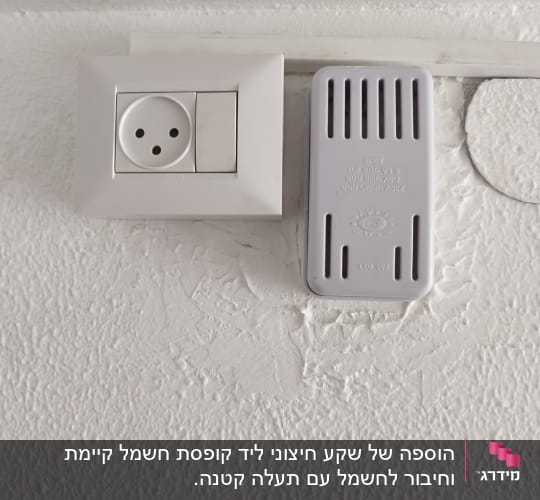 שקע חשמל ומכשיר על קיר לבן